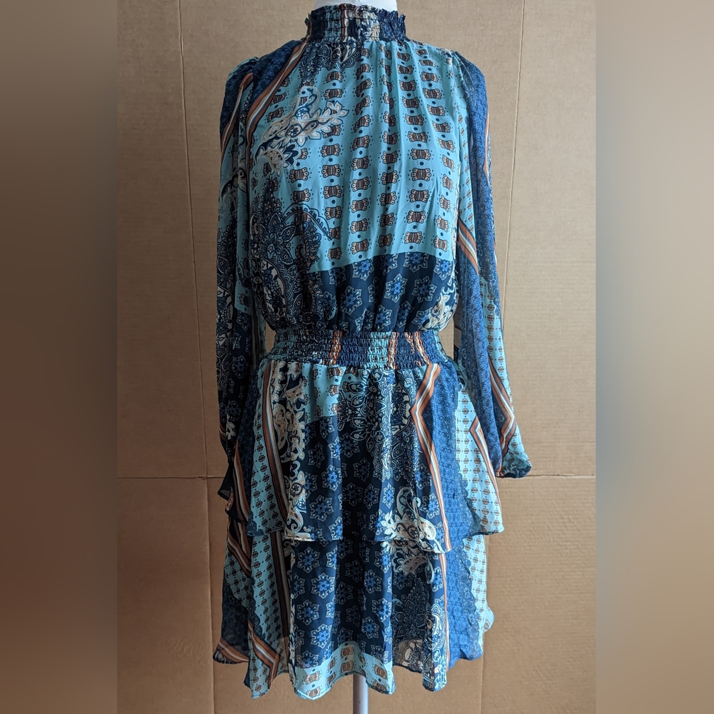 Laundry by Shelli Segal Long Sleeves High Neck Mini Dress Size 6